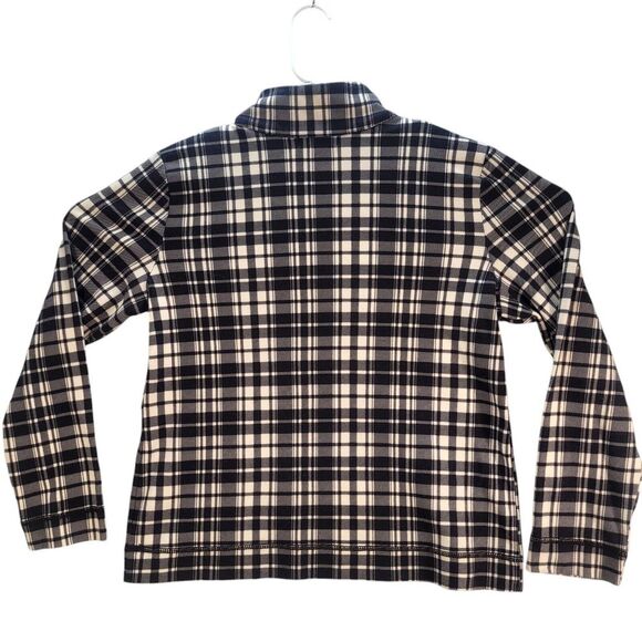 Chaps Flannel Sweater Large Womens Quarter Zip Plaid Chest Pocket Lightweight - Picture 6 of 8